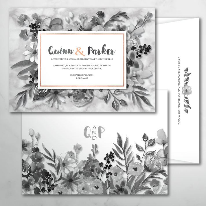 Watercolor Floral Wedding Invitations, Custom Invitation, Printable Printed Invite, Modern Flowers, 18007