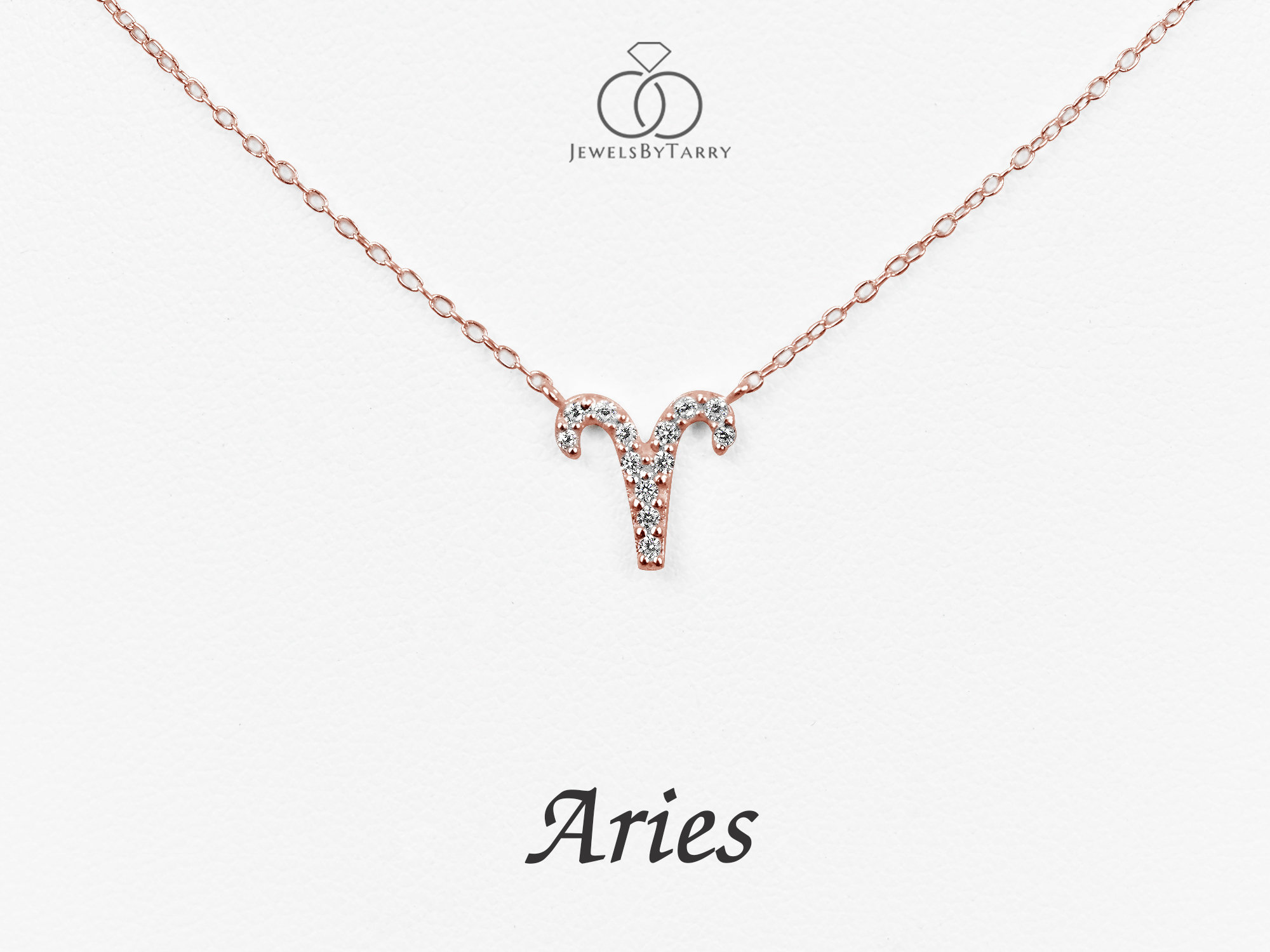 Diamond Necklace Aries Zodiac Sign/Gold Charm/ Birth Sign Necklace/ Gift For Aries/Zodiac Jewelry/ Star Pendant