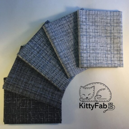Coco - Gray | Cotton Fabric 5-Piece Bundle Fq 1/4 Yard 1/2 Michael Miller Modern Blender Grid Texture Basics Quilting Decor