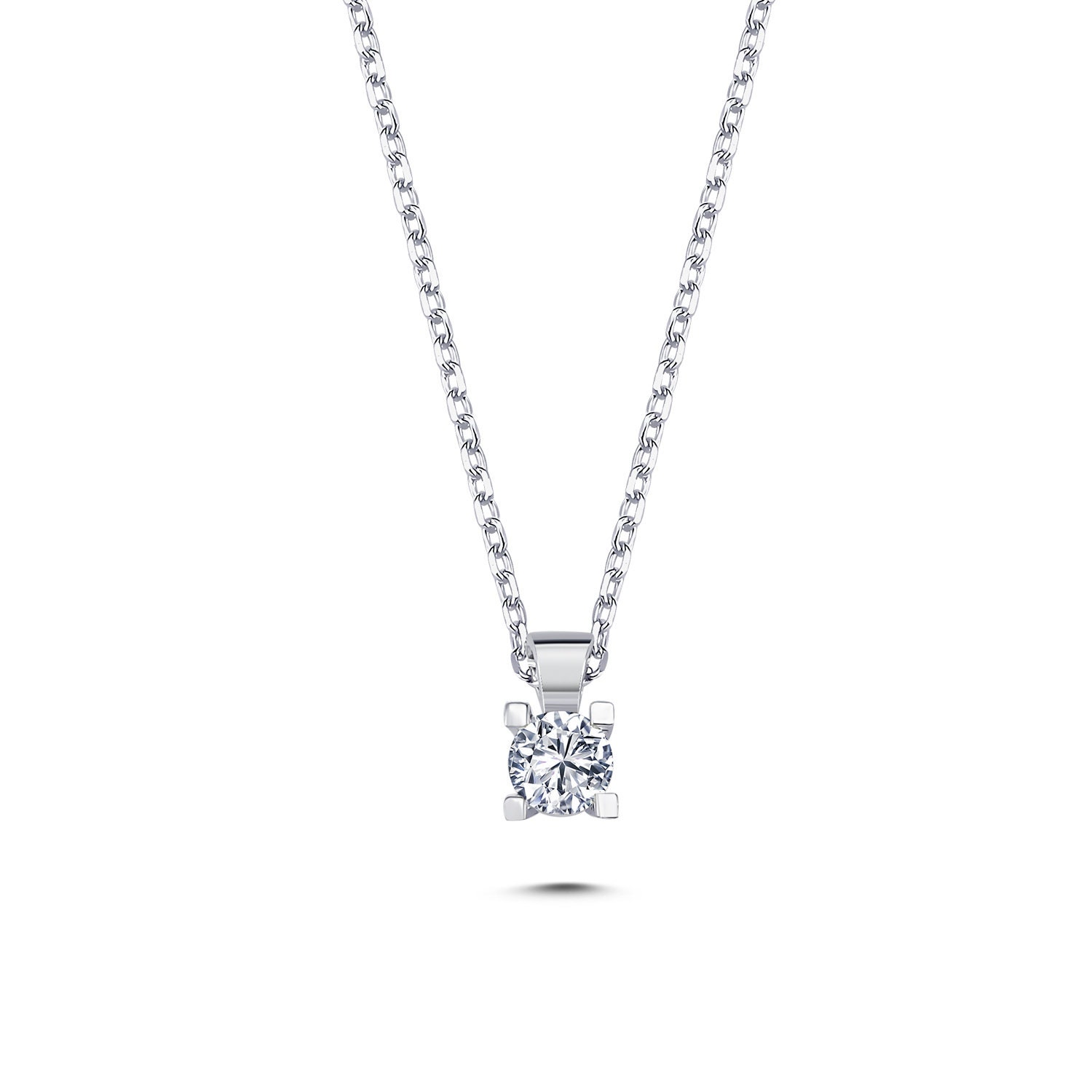 Diamond Solitaire Necklace, Single Bridal Jewelry, Floating Pendant, 14K Solid Gold Necklace, Bridesmaid Necklace