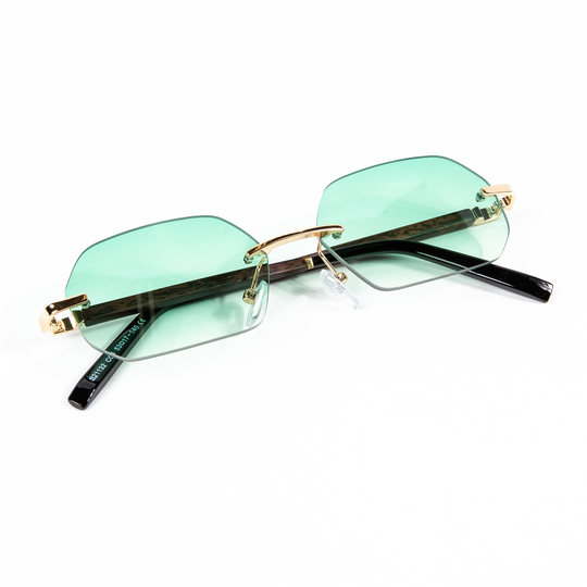 Mens Retro Turquoise Tint Gold Frame Round Fashion Summer Shades Sunglasses
