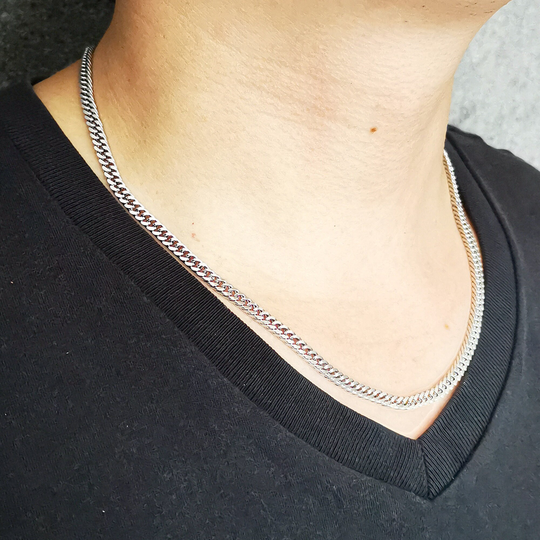Unisex 4mm Fashion Stainless Steel Curb Chain Necklace 14Inch40Inch Not Allergic Fade A Good Gift