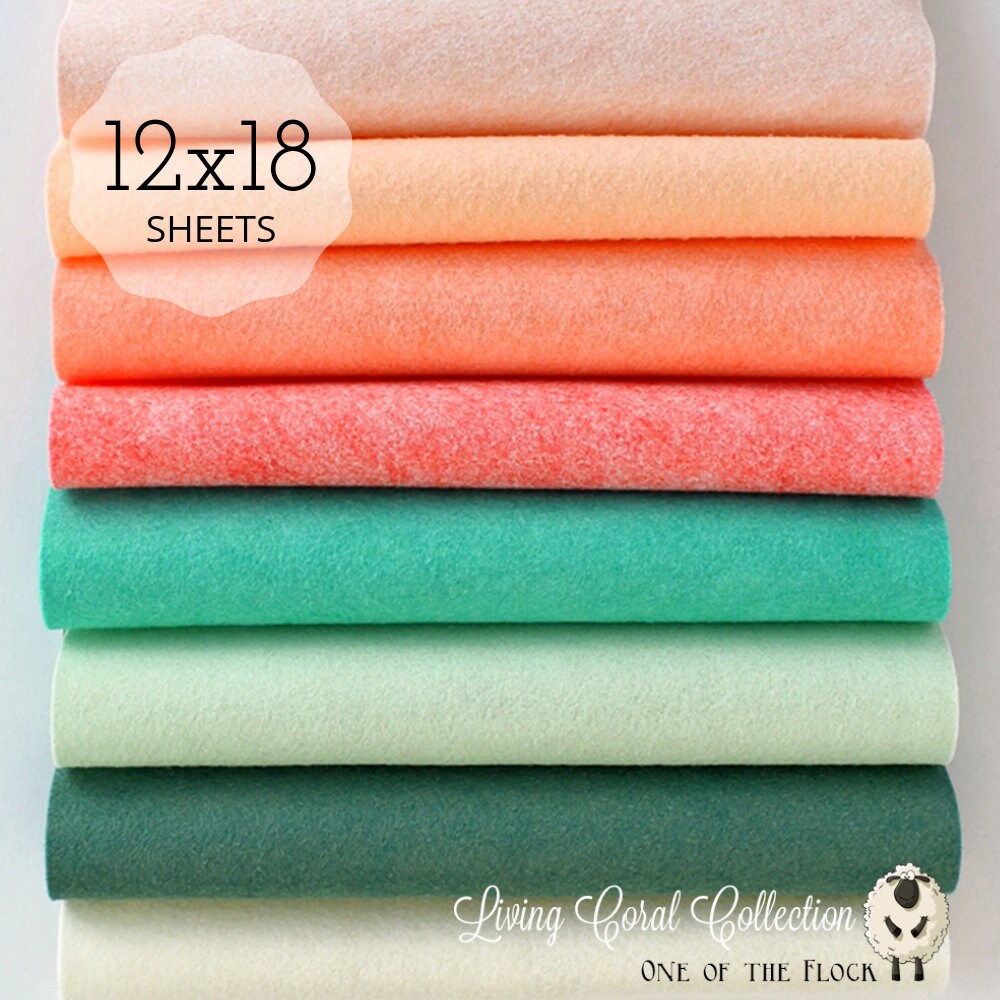 Living Coral Felt Collection, Wool Blend Felt, Sheets, Fabric, Fabric Bundle, Bundles, Collections