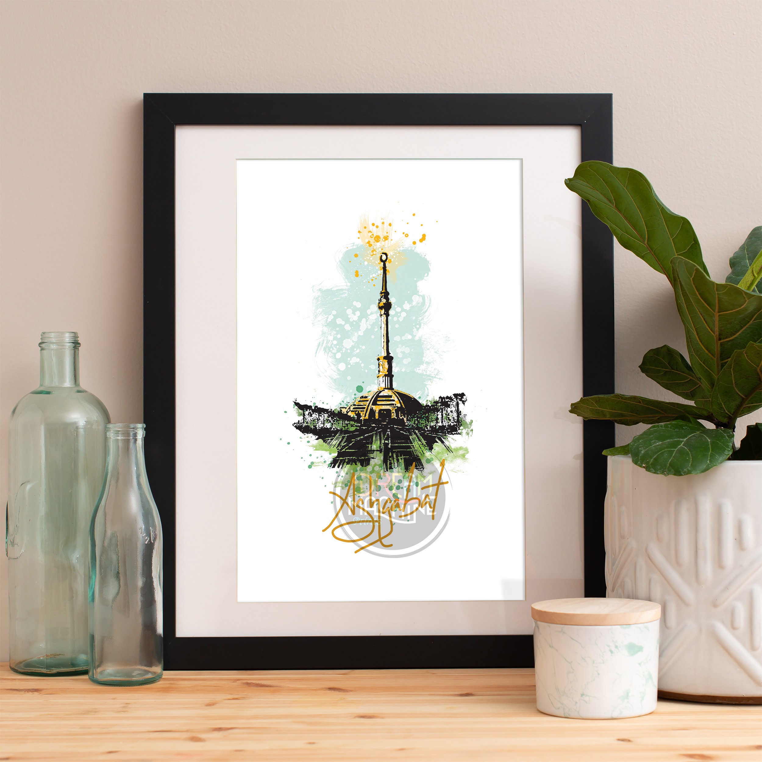 Ashgabat Print, Skyline, Art, Poster, Watercolor, Art Map, Wall