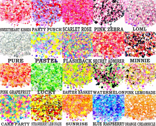 Bulk Blend Mixes Rhinestone Mix 3/4/5/6mm 2 Ounce Jar Flatback Jelly Resin Rhinestones Mixed Sizes, Pretty Mixes, Diy Deco
