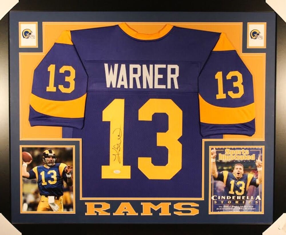 Kurt Warner Autographed Signed Framed Los Angeles Rams Jersey Jsa