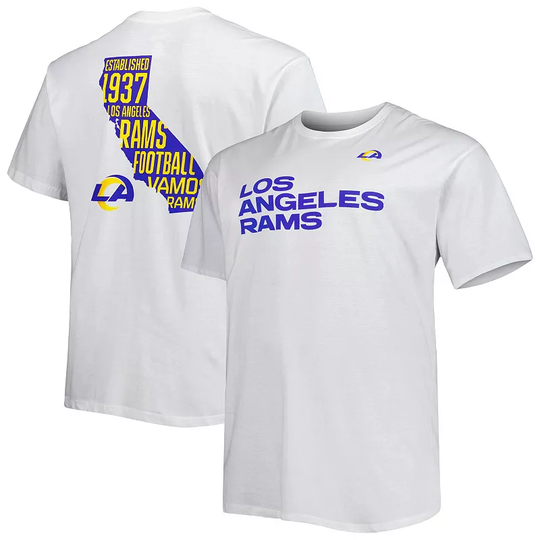 Men's Fanatics Branded White Los Angeles Rams Big & Tall Hometown Collection Hot Shot T-Shirt, Size: 2XLT