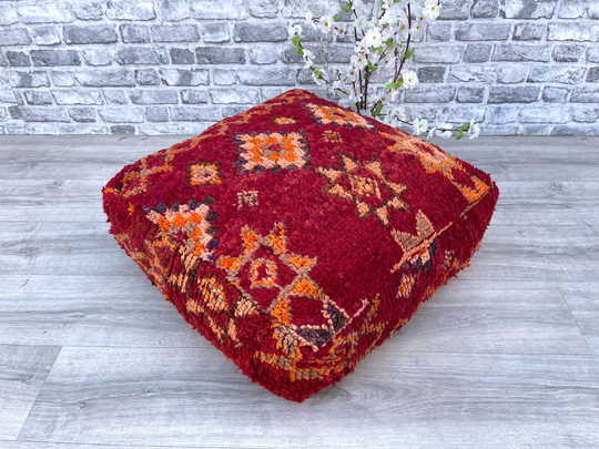 Moroccan Cushion Ottoman Square Pouf 24" Ottoman Pillow Berber Pillow Handmade Kilim Pouf Cover