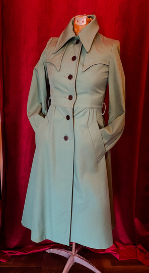Bag 60S Cotton Blend Sage Green Trench Coat By Young Dimensions Of Saks Fifth Ave. Sz Xs