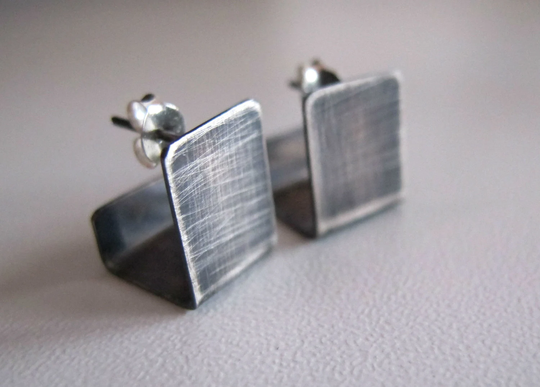 Silver Stud Earrings, Minimal Studs, Modern Gift For Her