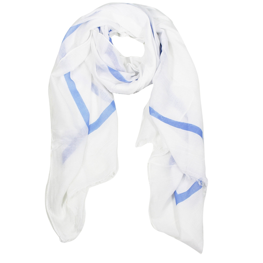 Vintage Soft Cotton Blend Block Stripe Shawl Wrap Scarf - blue