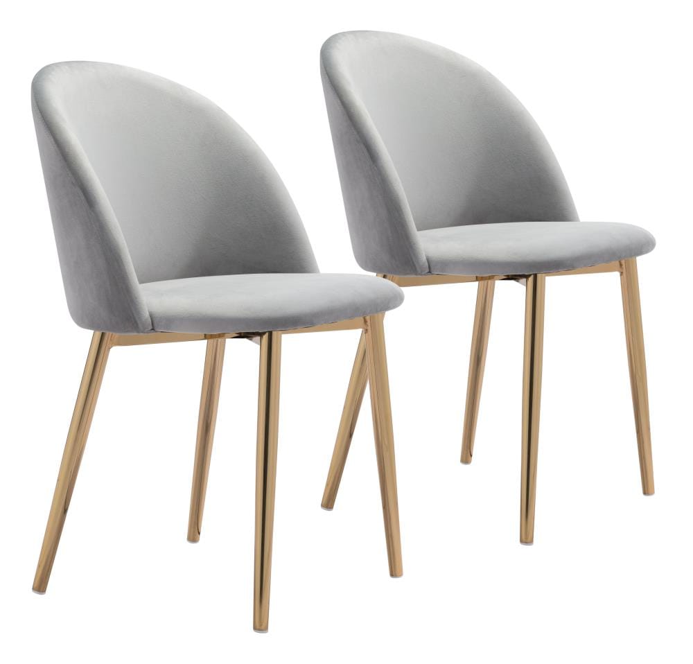 Zuo Modern Set of 2 Cozy Contemporary/Modern Polyester/Polyester Blend Upholstered Dining Side Chair (Metal Frame) in Gray | 101558