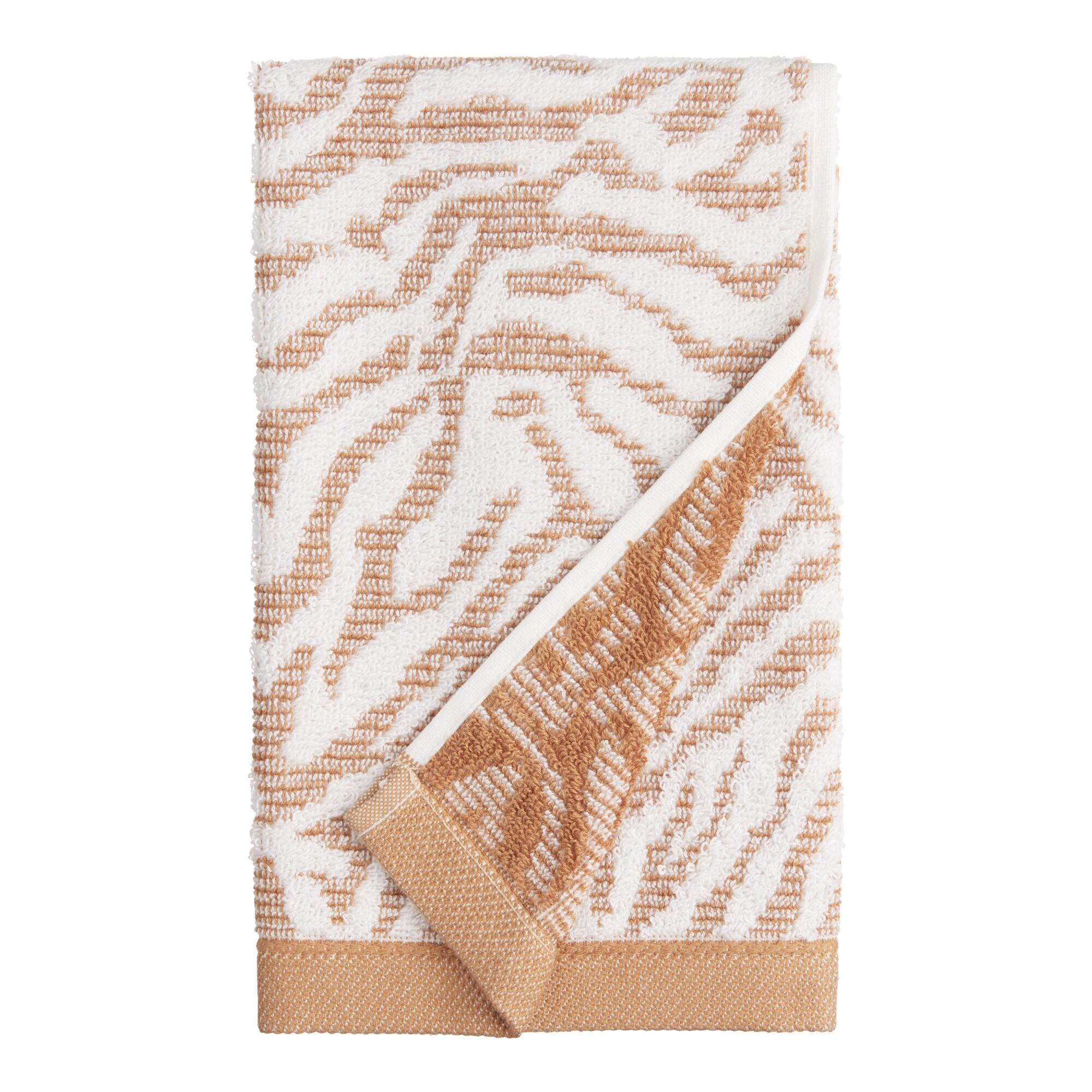 Hazel Brown Sculpted Tiger Stripe Azizi Hand Towel: Orange by World Market