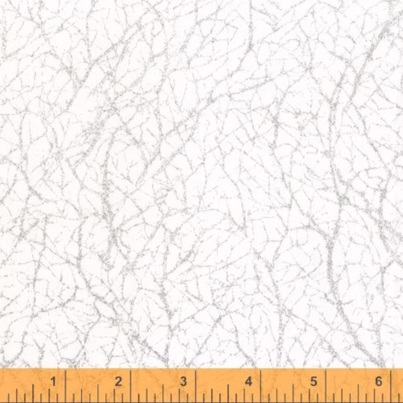 Diamond Dust By Windham Fabrics - White Cotton Blender With Silver Metallic Whistler Studios 51394-43 Yardage Cut Continuously
