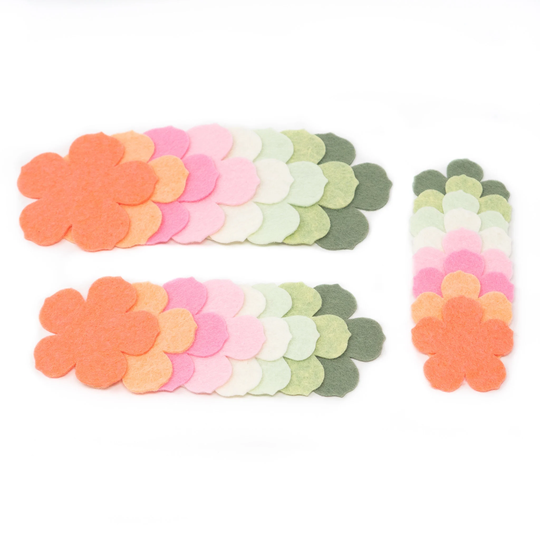 24 Emma Wool Blend Felt Die Cut Applique Flowers - Sorbet Colors