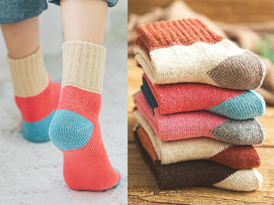 5 Pairs Of Wool Blend Socks. Vintage Style, Thick, Warm & Cozy Crew Perfect Gift For Her