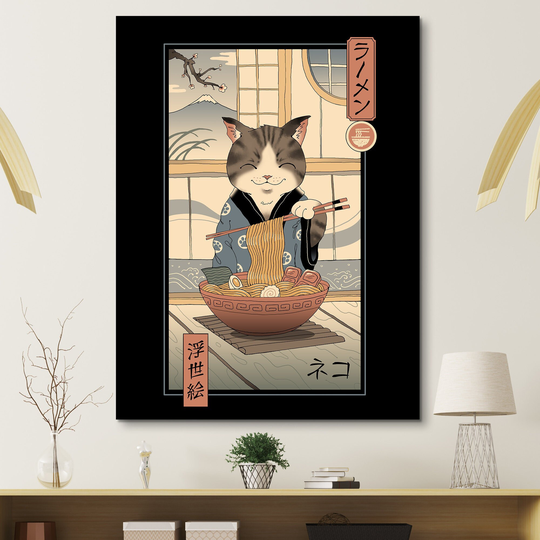 Vincent Trinidad | Kitchen Decor Ramen Noodles Japanese Food Print Poster Cat Lover Gift