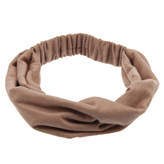 Wide Sweet Cotton Blend Makeup Headband Solid Color Twisted Hair Band Hair Accessories - khaki - beige