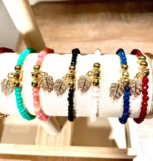 Gemstones Stackable Bracelets, Layering Gift For Her, Christmas Red Mom, Her