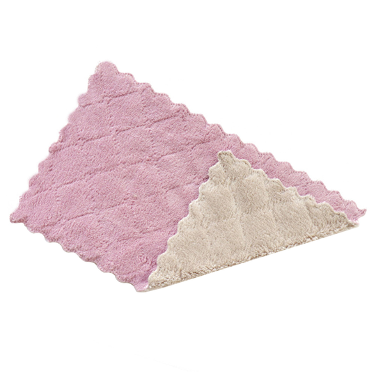 Tousimaii Towel Soft Delicate Coral Fleece Water Adsorbtion Dishcloth for Kitchen - coffee purple