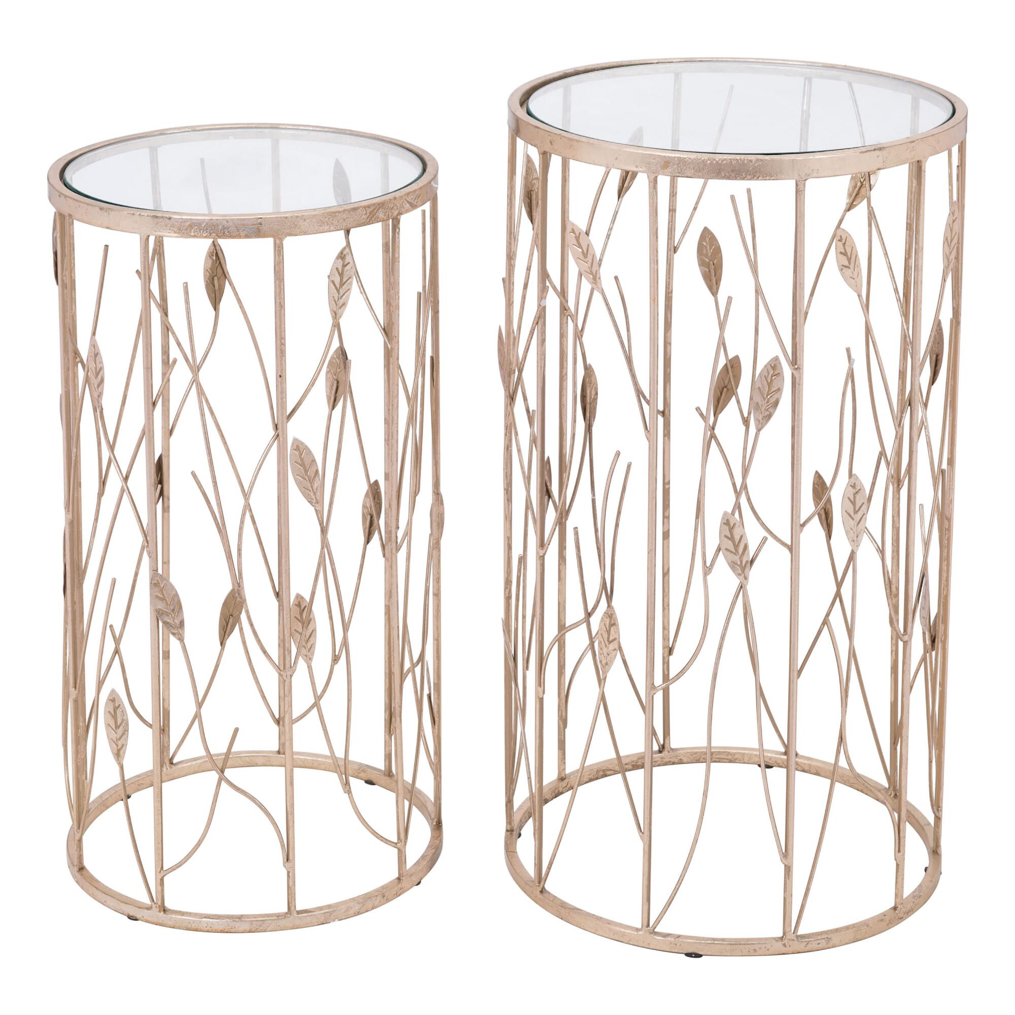 Round Gold Mirror Top Santa Clara Accent Tables Set Of 2 by World Market