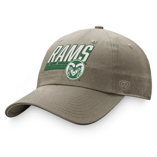 Men's Top of the World Khaki Colorado State Rams Slice Adjustable Hat, Beig/Green