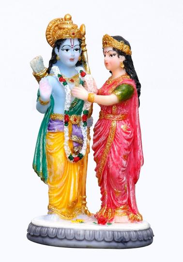 New Ram Ji & Sita Garlanding Each Other | Ramayana Swayamvar-Height-6 Inches - Polyster Resin-Multicolour