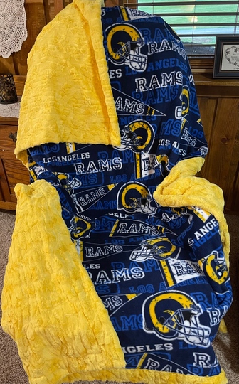 Los Angeles Rams Retro Soft Fleece Paired With Minky Luxe Luna Sunshine