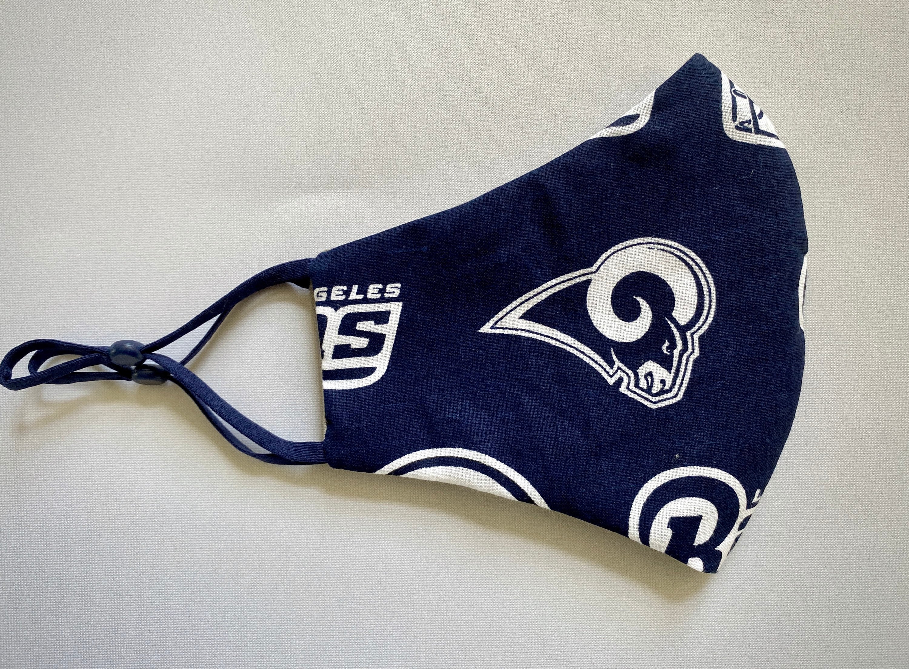 Los Angeles Rams Fabric Face Mask, in Comfortable Design, 100% Cotton with Filter Pocket, Handmade in Usa, Adult S-xl, Kid Sizes, Pm2.5 Filter