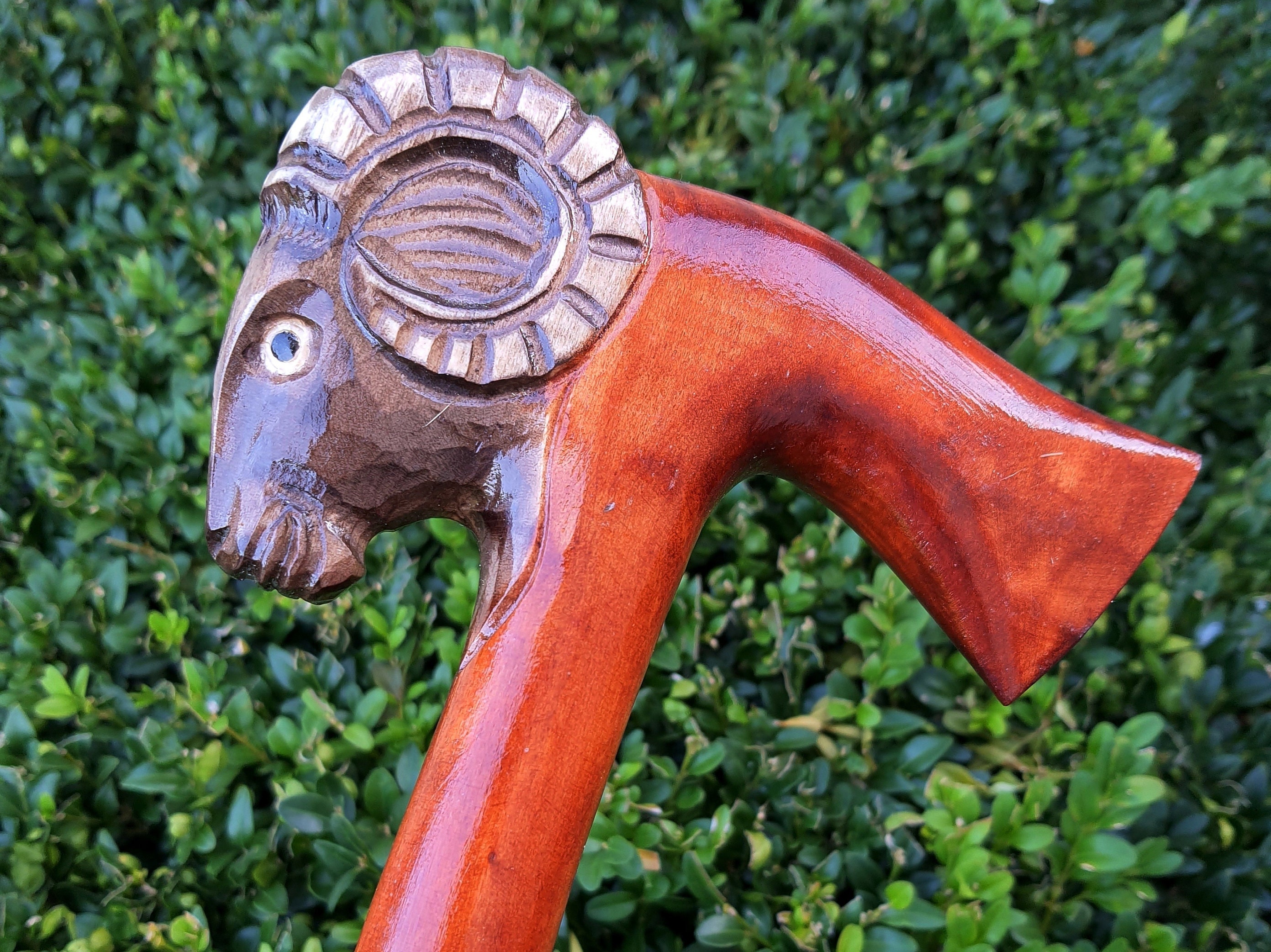 Cane Walking Stick Canes Sticks Reed Staff Wood Wooden Hand-Carved Carving Handmade Accessories | Ram Axe