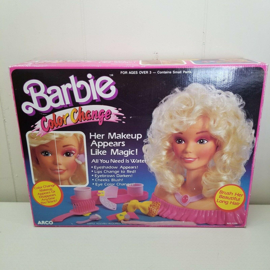 Mattel Arco Barbie Color Change Makeup Appears Magic Toy Complete Styling Head