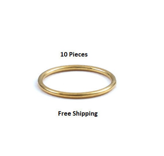 Set Of 10 Pieces 1 Mm 18K Yellow Gold Vermeil Ring, Gold Vermeil Stacking Rings, Thin Dainty Minimalist Gift Ring