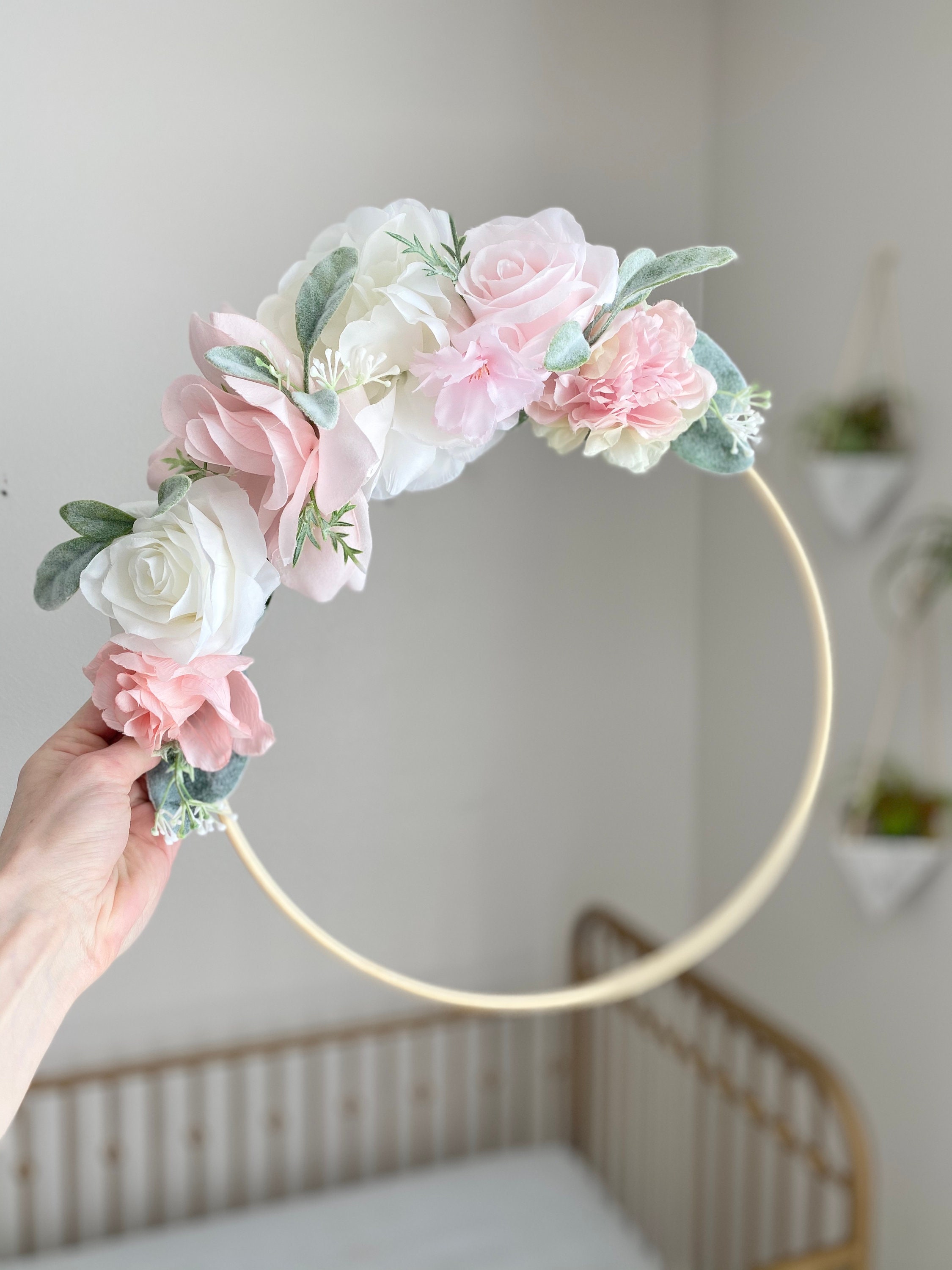 Pale Pink Nursery Decor Peony Wall Flower Floral Girl Baby Shower Decoration Shabby Chic Boho