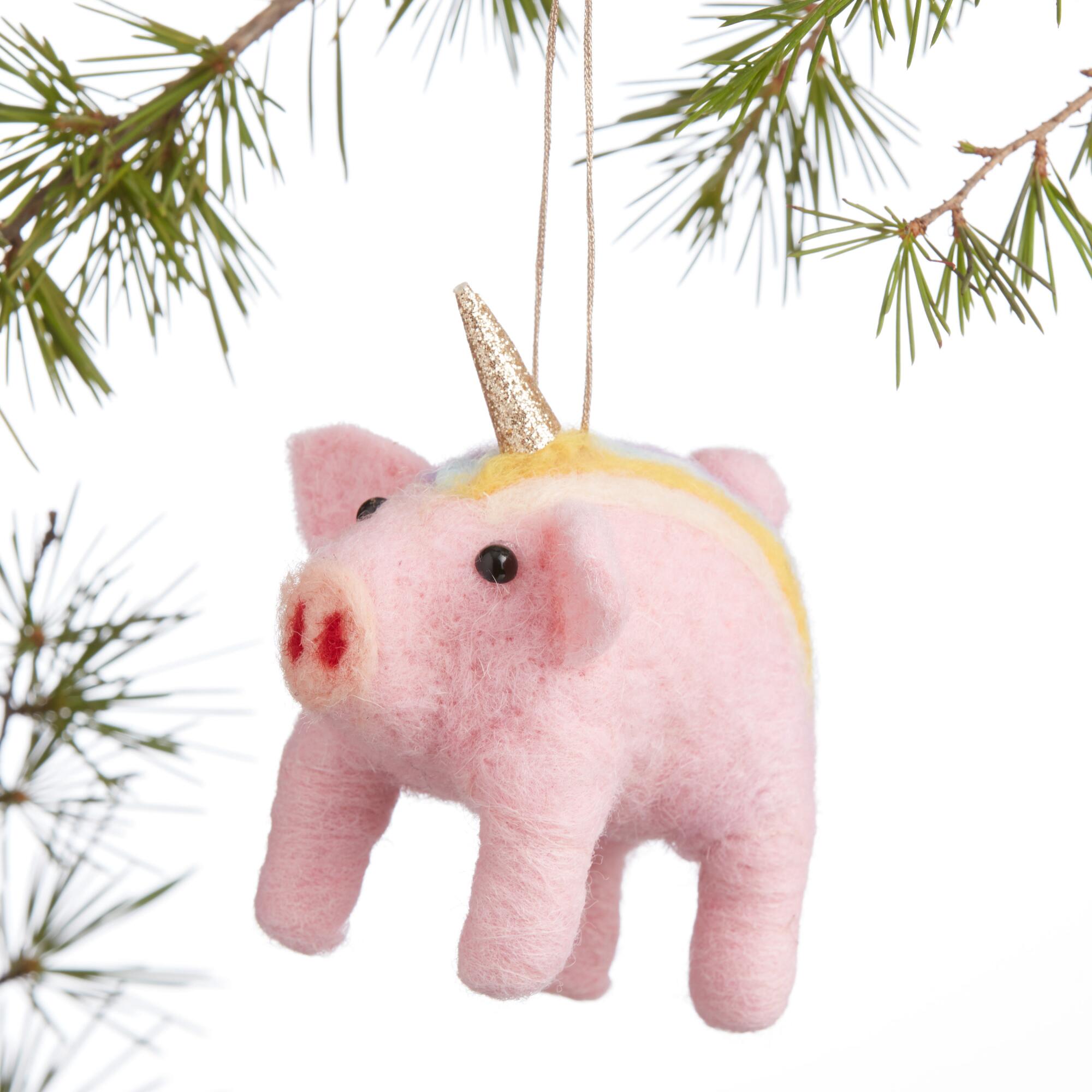 Felted Wool Pigicorn Ornament: Multi by World Market