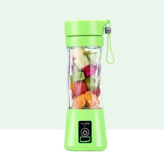 Household portable upgrade 6-blade electric juicer small hand-held automatic mixing cup - green