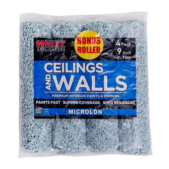 WHIZZ MICROLON Ceilings and Walls 4-Pack 9-in x 3/8-in Nap Woven Synthetic Blend Paint Roller Cover | 93949