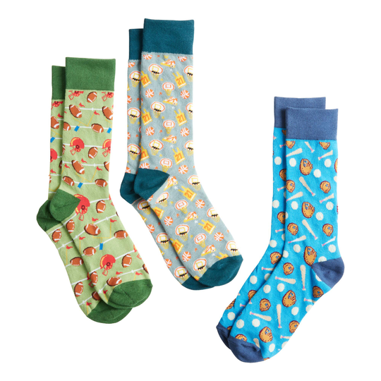 Men's Sports Print Socks 3 Piece Gift Set by World Market