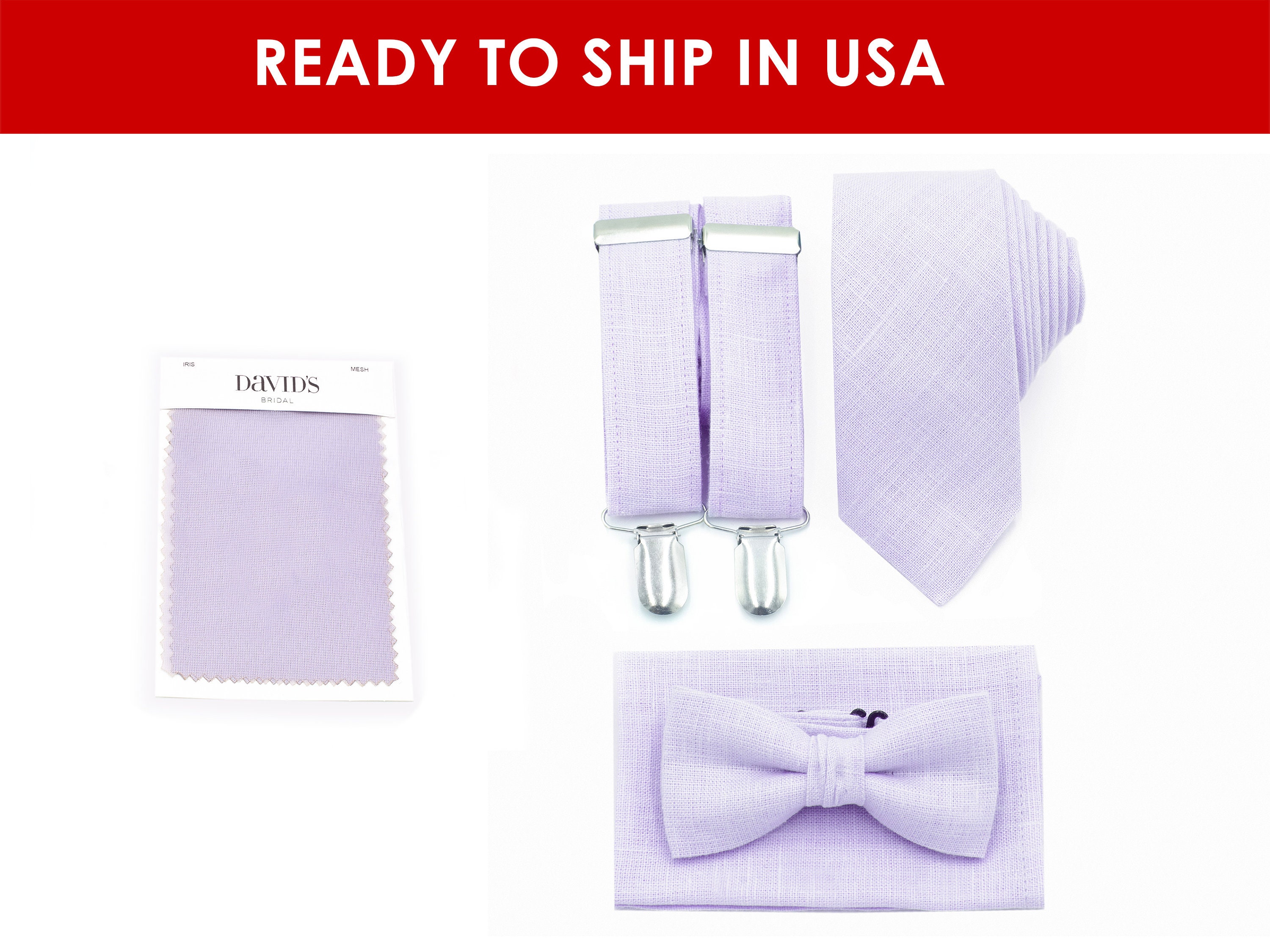 Light Purple Necktie Suspenders Bow Tie Iris Bowties Ties Pocket Square Neckties