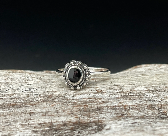 Oxidized Vintage Style Black Onyx Ring // 925 Sterling Silver Sizes 4 To 10