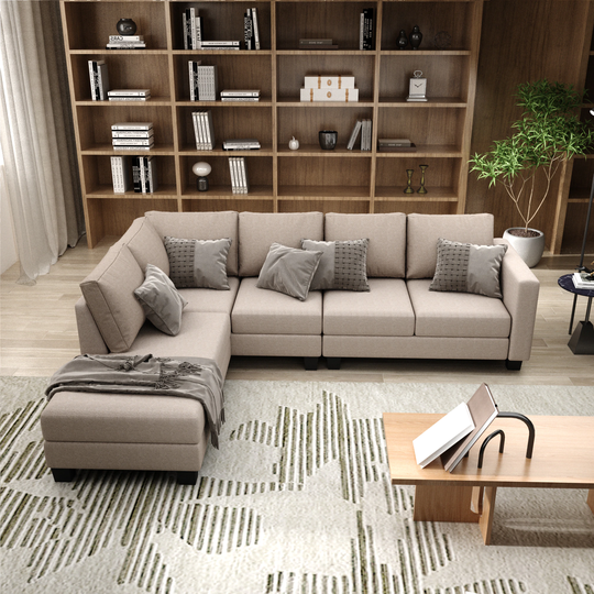 CASAINC Sectional Sofa Modern Polyester/Polyester Blend Grey Living Room Set in Gray | WF-SF8104