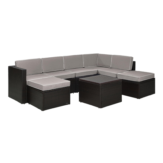 Espresso and Gray All Weather Pinamar 8 Pc Outdoor Patio Sectional - Resin by World Market