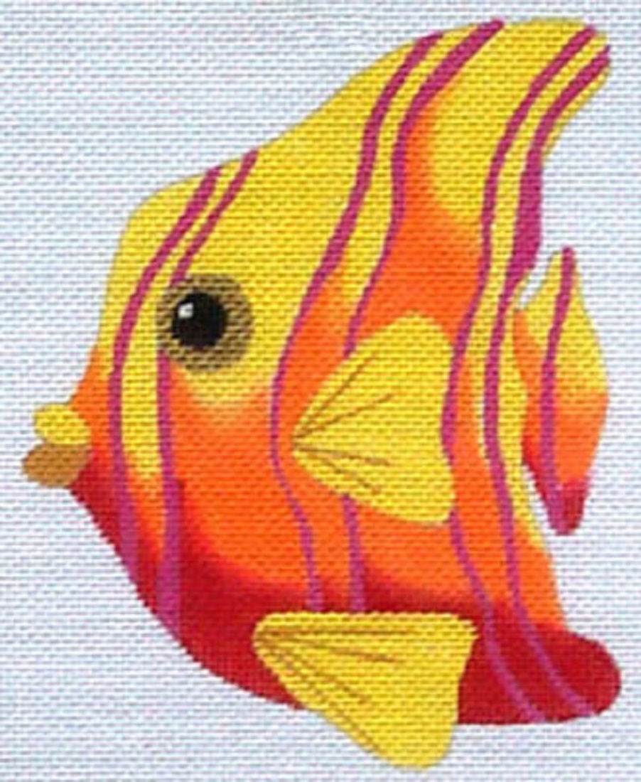 Needlepoint Handpainted Raymond Crawford Fish 5x6 -Free Us Shipping