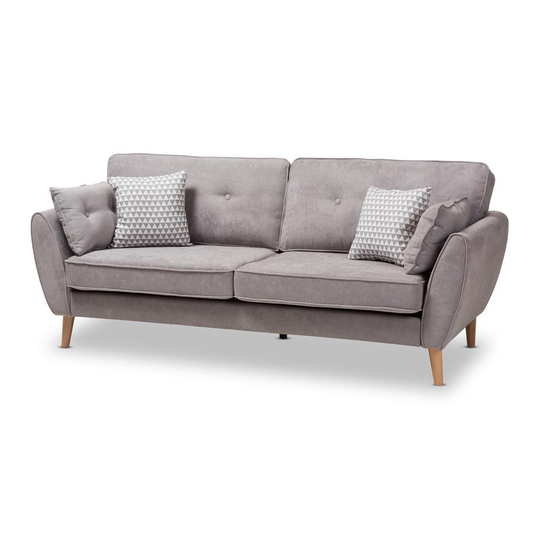 Baxton Studio Miranda Midcentury Grey Polyester/Blend Sofa in Gray | 145-8212-LW