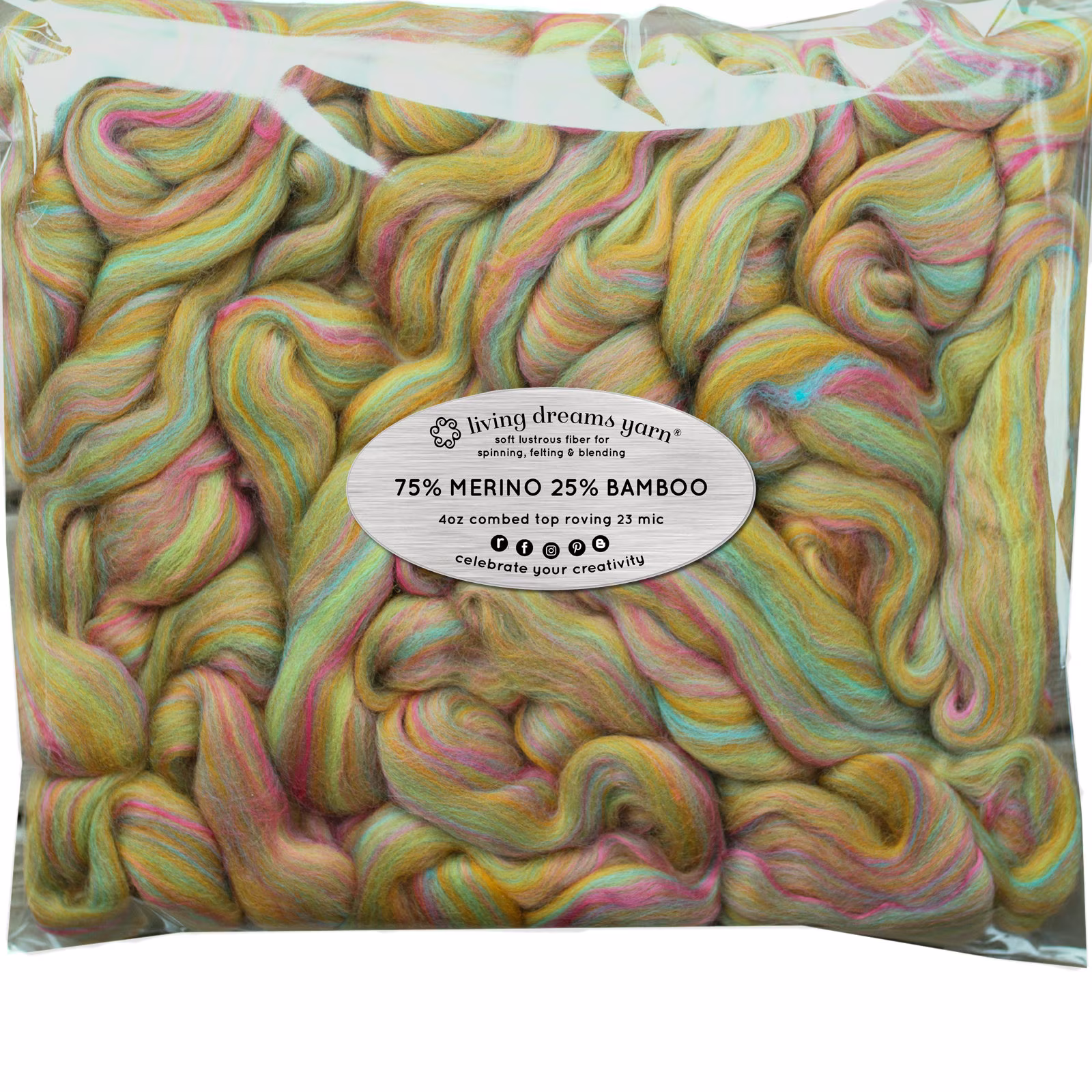 Merino Bamboo Blend Wool Spinning Fiber, Soft Combed Top Roving For Hand Spinning, Drop Spindle, Needle Wet Nuno Felting. Lily Pond