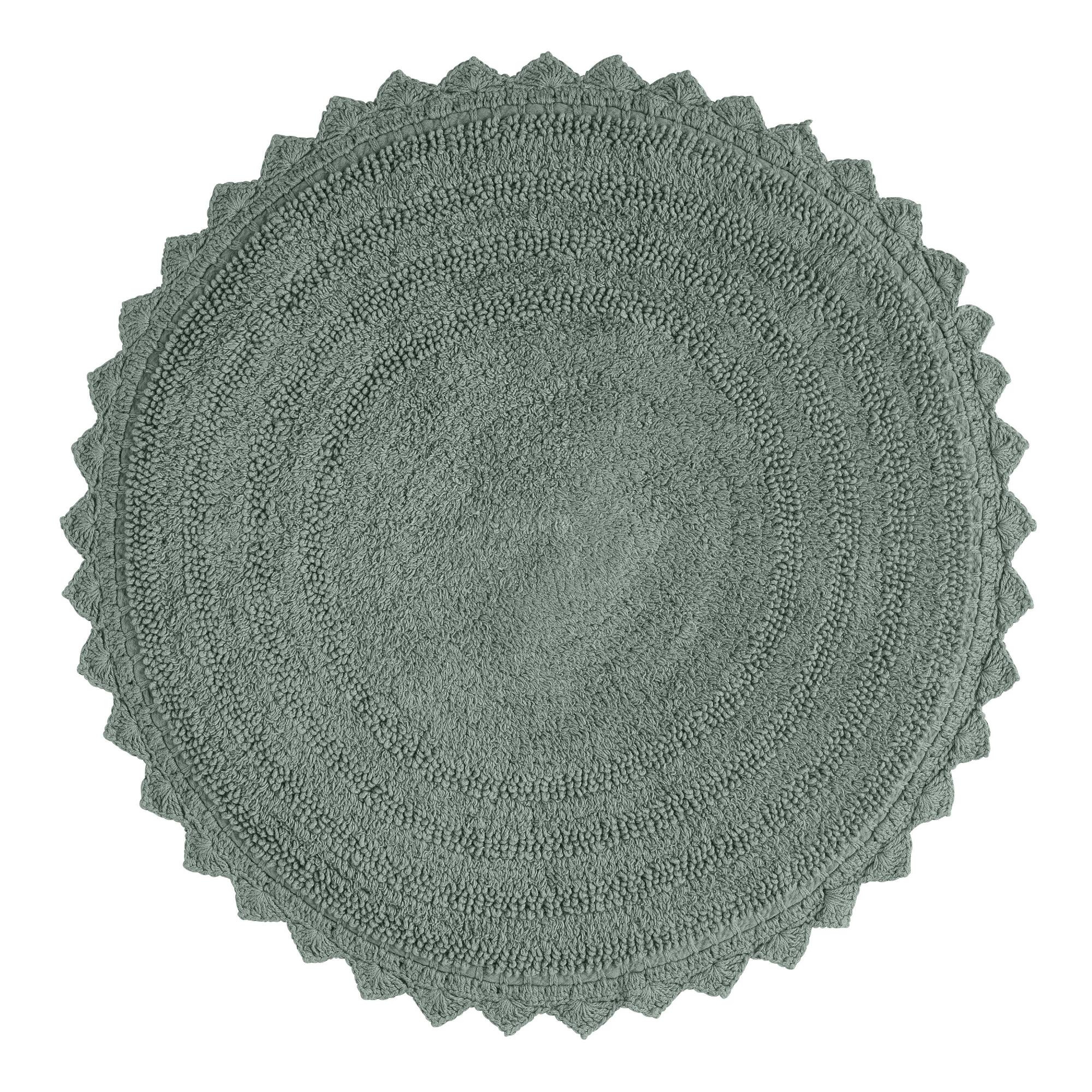 Round Laurel Wreath Green Cotton Bath Mat by World Market