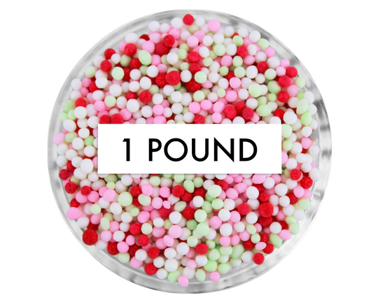 Peppermint Non-Pareils Blend 1 lb - Our Peppermint Non-Pareils Blend Is A Mix Of in White, Light Pink, Green & Cherry Red