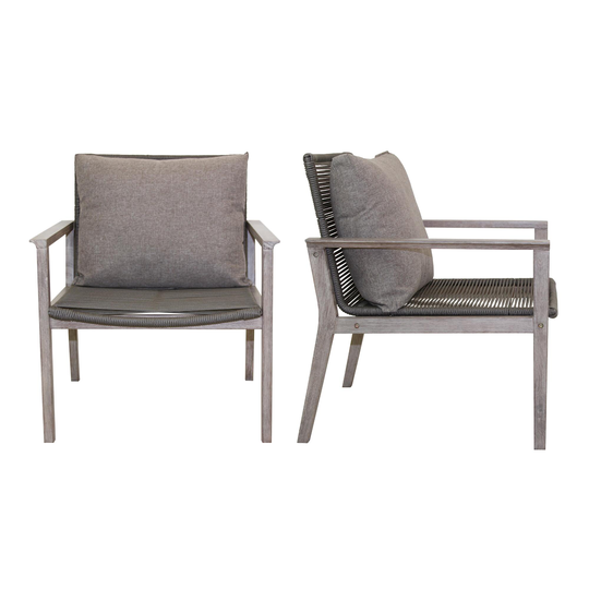 Gray Rope Loft Outdoor Patio Lounge Chairs Set of 2 - Fabric by World Market