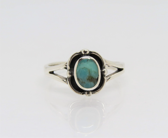 Vintage Southwestern Sterling Silver Turquoise Ring Size 9