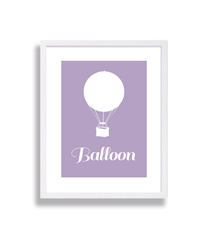 Hot Air Balloon Nursery Decor Purple Baby Girl Art Shower Gift Room Customized Ideas