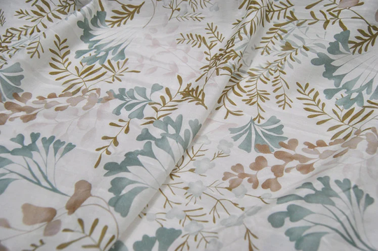 Floral Print White Silk Cotton Blend Fabric, Width 54 Inch, By The Yard/Meter Fabric